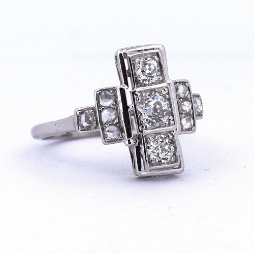 Bague 55 Bague en or blanc 18 kt sertie de diamants 58 Facettes AN528 (0559)