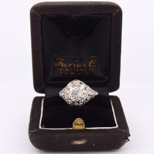 Bague 55 Bague ancienne en platine 950 avec diamant taille ancienne européenne 58 Facettes AN472 (00049)