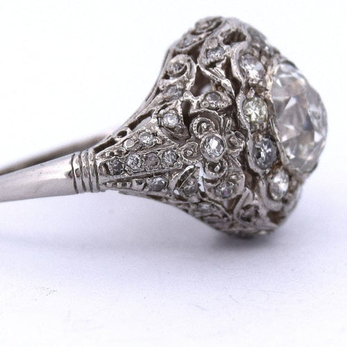 Bague 55 Bague ancienne en platine 950 avec diamant taille ancienne européenne 58 Facettes AN472 (00049)
