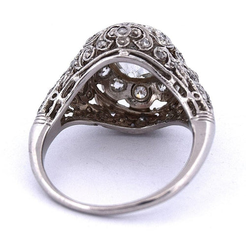 Bague 55 Bague ancienne en platine 950 avec diamant taille ancienne européenne 58 Facettes AN472 (00049)
