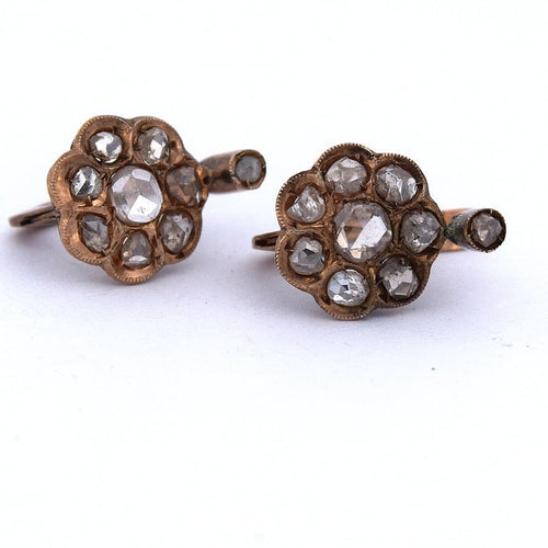Boucles d'oreilles Boucles d'oreilles anciennes en or 14 K avec diamants 58 Facettes OR152 '(0039)