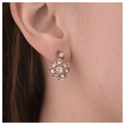 Boucles d'oreilles Boucles d'oreilles anciennes en or 14 K avec diamants 58 Facettes OR152 '(0039)