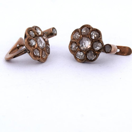 Boucles d'oreilles Boucles d'oreilles anciennes en or 14 K avec diamants 58 Facettes OR152 '(0039)