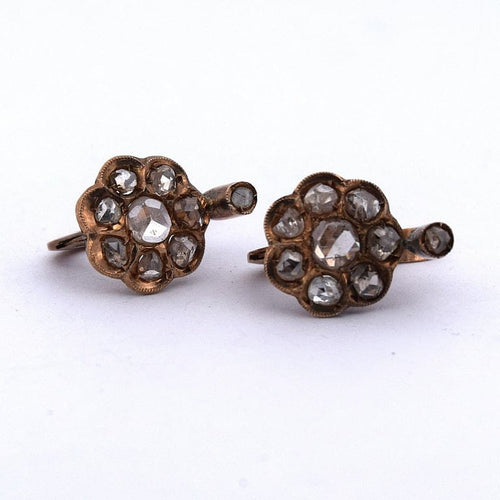 Boucles d'oreilles Boucles d'oreilles anciennes en or 14 K avec diamants 58 Facettes OR152 '(0039)