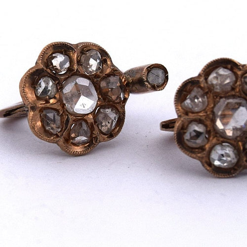 Boucles d'oreilles Boucles d'oreilles anciennes en or 14 K avec diamants 58 Facettes OR152 '(0039)