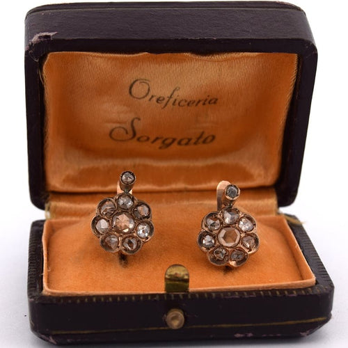 Boucles d'oreilles Boucles d'oreilles anciennes en or 14 K avec diamants 58 Facettes OR152 '(0039)