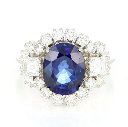 Bague 55 Bague en or blanc 18 carats avec saphir et diamants 58 Facettes