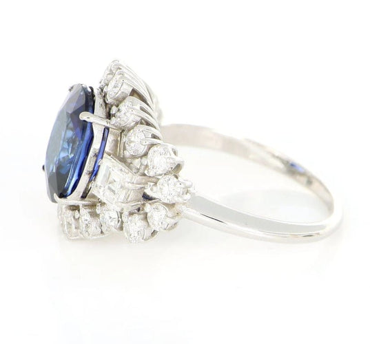 Bague 55 Bague en or blanc 18 carats avec saphir et diamants 58 Facettes