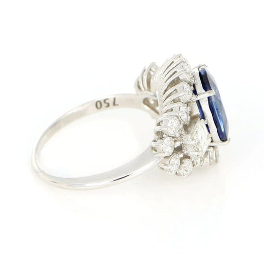 Bague 55 Bague en or blanc 18 carats avec saphir et diamants 58 Facettes