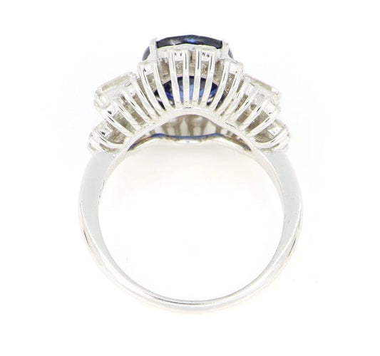 Bague 55 Bague en or blanc 18 carats avec saphir et diamants 58 Facettes
