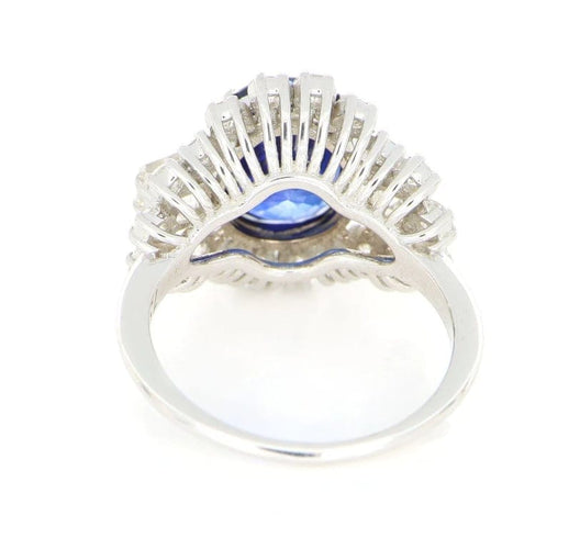 Bague 55 Bague en or blanc 18 carats avec saphir et diamants 58 Facettes