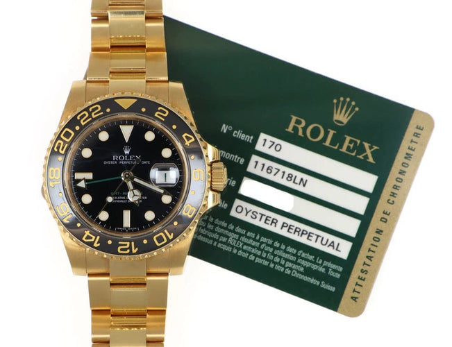 Montre Rolex GMT-Master II 116718LN - Montre homme en or jaune 18 carats 58 Facettes
