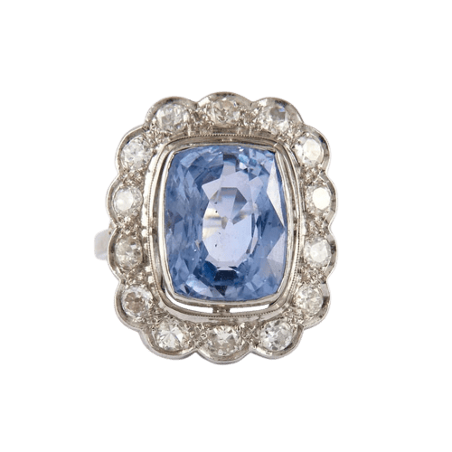 Bague 53 Bague années 1930 en platine au saphir et diamants 58 Facettes