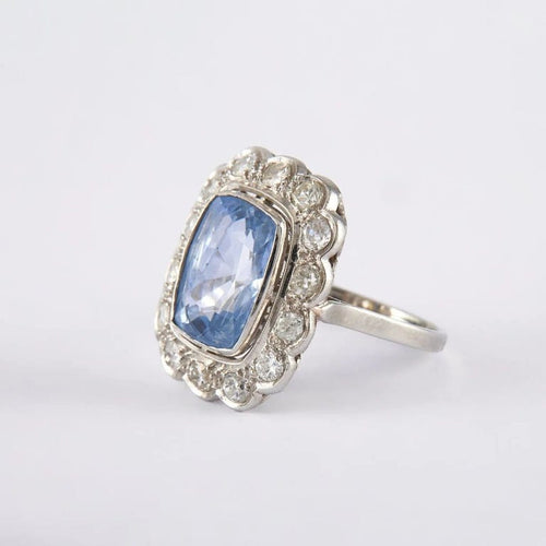 Bague 53 Bague années 1930 en platine au saphir et diamants 58 Facettes