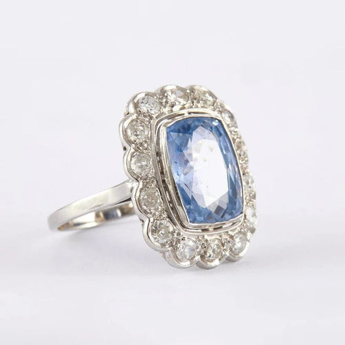 Bague 53 Bague années 1930 en platine au saphir et diamants 58 Facettes