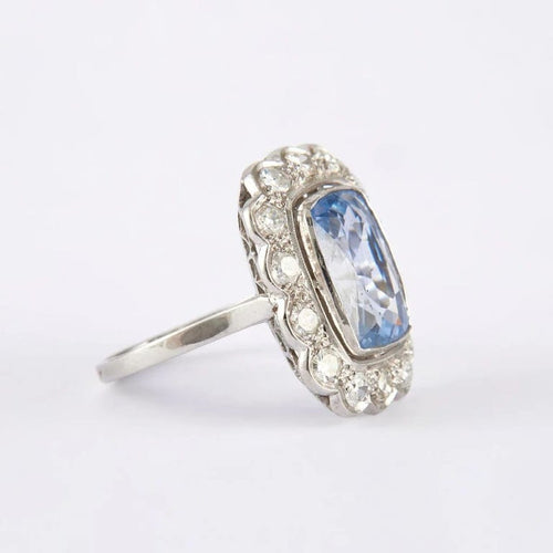 Bague 53 Bague années 1930 en platine au saphir et diamants 58 Facettes