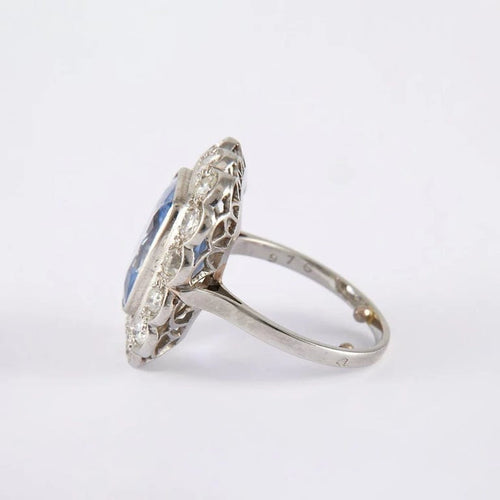 Bague 53 Bague années 1930 en platine au saphir et diamants 58 Facettes
