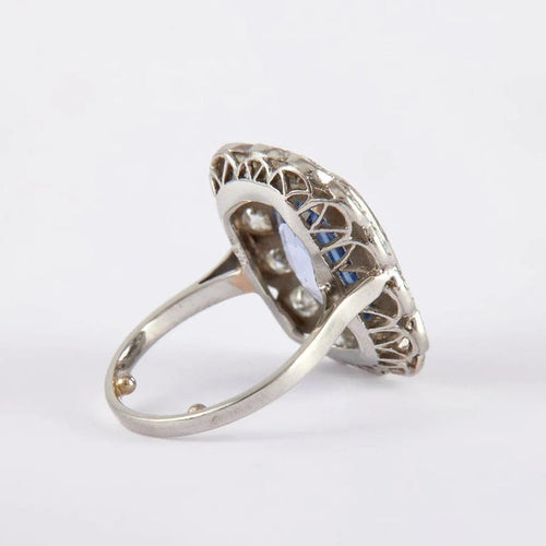 Bague 53 Bague années 1930 en platine au saphir et diamants 58 Facettes