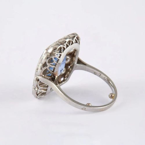 Bague 53 Bague années 1930 en platine au saphir et diamants 58 Facettes