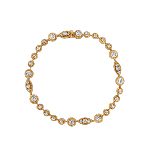 Bracelet Van Cleef & Arpels - Bracelet rivière en or jaune et diamants taille ancienne 58 Facettes A7