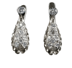 Boucles d'oreilles Boucles d'oreilles anciennes portugaises en or blanc et diamants 58 Facettes C18