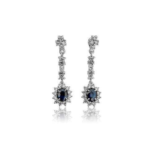 Boucles d'oreilles Boucles d'oreilles en or blanc, saphirs et diamants 58 Facettes C5
