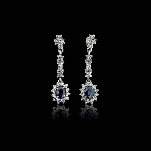 Boucles d'oreilles Boucles d'oreilles en or blanc, saphirs et diamants 58 Facettes C5