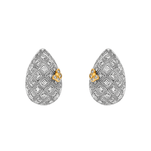 Boucles d'oreilles Boucles d'oreilles papillon en or blanc, or jaune et diamants 58 Facettes C4
