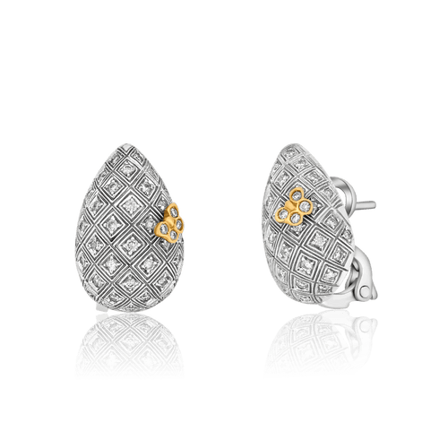 Boucles d'oreilles Boucles d'oreilles papillon en or blanc, or jaune et diamants 58 Facettes C4