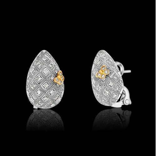 Boucles d'oreilles Boucles d'oreilles papillon en or blanc, or jaune et diamants 58 Facettes C4