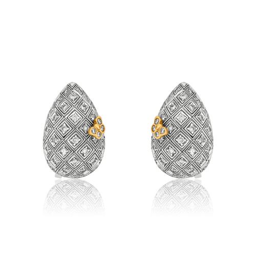Boucles d'oreilles Boucles d'oreilles papillon en or blanc, or jaune et diamants 58 Facettes C4
