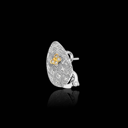 Boucles d'oreilles Boucles d'oreilles papillon en or blanc, or jaune et diamants 58 Facettes C4