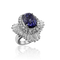 Bague 57 Bague en or blanc 18 carats avec saphir de Ceylan 10,06 ct et diamants 58 Facettes F24