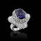 Bague 57 Bague en or blanc 18 carats avec saphir de Ceylan 10,06 ct et diamants 58 Facettes F24