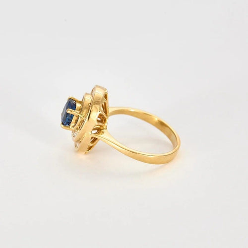 Bague 52 Bague tourbillon en or jaune 18 carats, saphir de Ceylan et diamants 58 Facettes 1-0000109/15