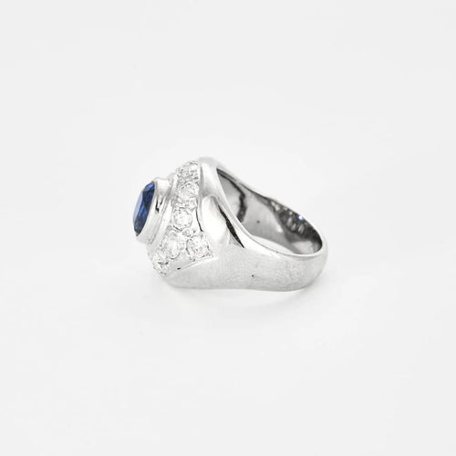 Bague 51 Bague en or blanc 18 carats saphir et diamants 58 Facettes