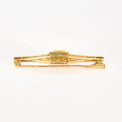 Broche Broche vintage en or jaune 18 carats, émeraude et diamants 58 Facettes