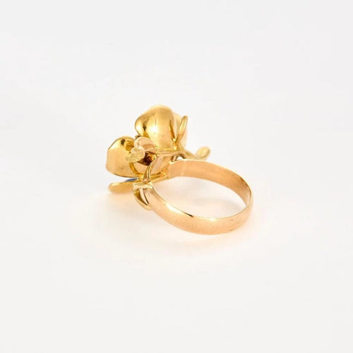 Bague 53 Bague fleur en or jaune 18k avec diamants et émail 58 Facettes 1-0000100/1