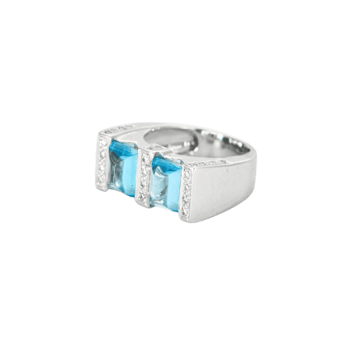 Bague 52 Bague en or blanc 18 carats avec aigues-marines et diamants 58 Facettes 1-0000101/1