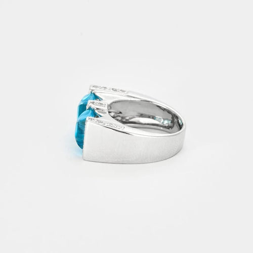 Bague 52 Bague en or blanc 18 carats avec aigues-marines et diamants 58 Facettes 1-0000101/1