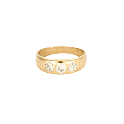 Bague 57 Bague en or jaune 14k sertie de 3 diamants taille ancienne 58 Facettes 1-0000171/4