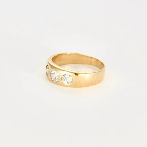 Bague 57 Bague en or jaune 14k sertie de 3 diamants taille ancienne 58 Facettes 1-0000171/4
