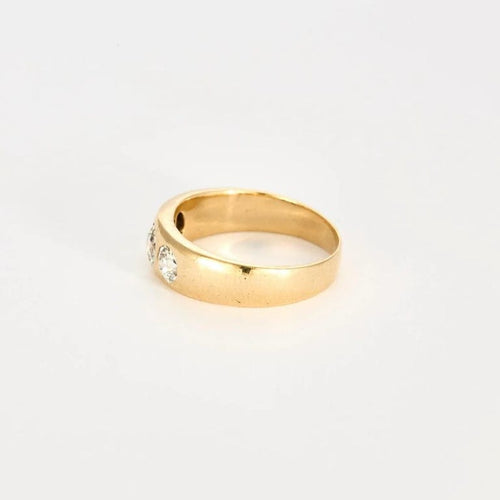 Bague 57 Bague en or jaune 14k sertie de 3 diamants taille ancienne 58 Facettes 1-0000171/4