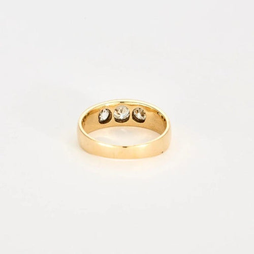 Bague 57 Bague en or jaune 14k sertie de 3 diamants taille ancienne 58 Facettes 1-0000171/4