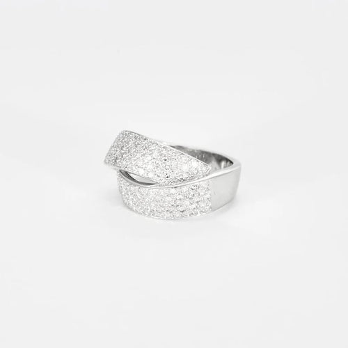 Bague 52 Bague pavée de diamants en or blanc 18k 58 Facettes 1-0000130/3