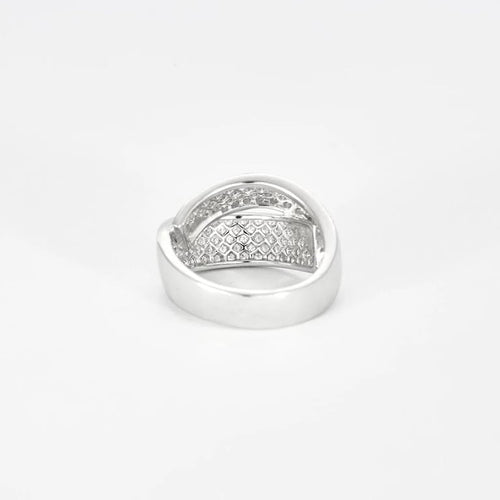 Bague 52 Bague pavée de diamants en or blanc 18k 58 Facettes 1-0000130/3
