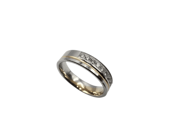 Bague 56 Bague sertie de diamants en or blanc, jaune et rose 18k 58 Facettes 1-0000636/2