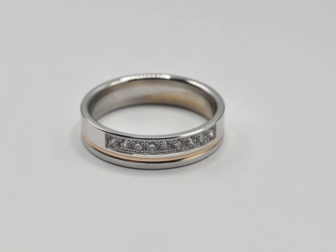 Bague 56 Bague sertie de diamants en or blanc, jaune et rose 18k 58 Facettes 1-0000636/2