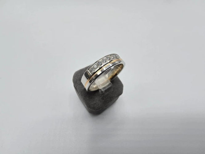 Bague 56 Bague sertie de diamants en or blanc, jaune et rose 18k 58 Facettes 1-0000636/2