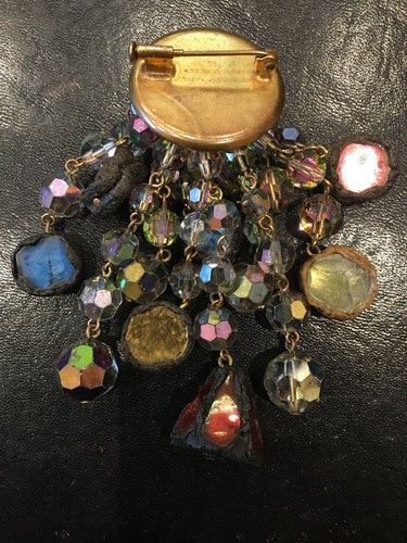 Broche Line Vautrin - Broche en bronze doré avec talosel et perles de verre 58 Facettes